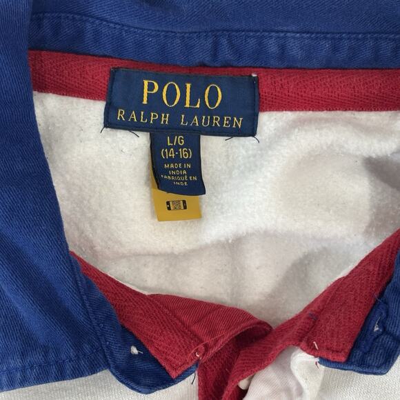Polo Ralph Lauren Boys Size L (14-16) Multicolor Rugby Sweatshirt Pony Logo - Picture 2 of 5